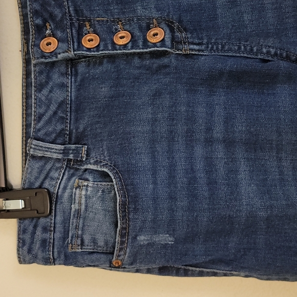 No Boundaries Mid Rise Distressed Skinny Crop Blue Jeans 13 Juniors - Picture 5 of 10